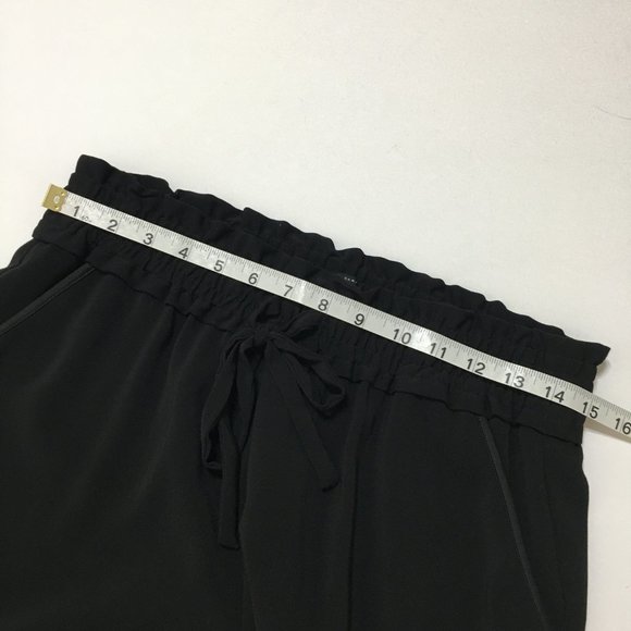 ZARA Baggy Elastic Waist Front Tie Cropped Slit Side Hem Black Size M Pu… - Picture 13 of 16